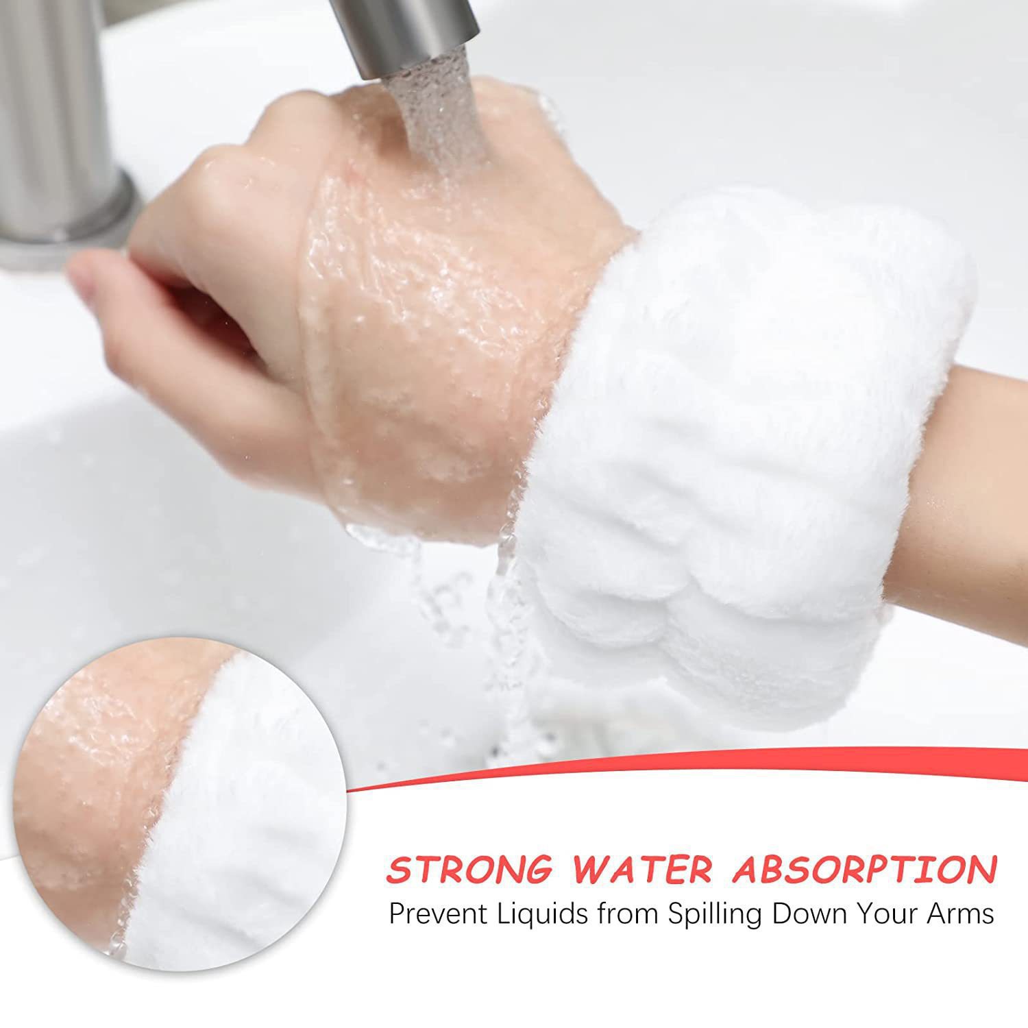 2022 Cross-border plush solid color face wash wrist sports bracelet headband waterproof hand washing protection manufacturers direct sales Specification drawing