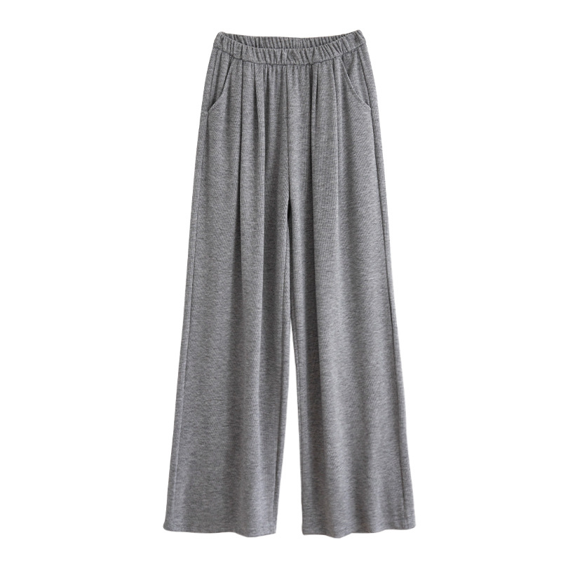 Gray Style Lazy Casual Glutinous Rice Pants 2024 Spring New High Waist Stretch Straight Pants Mop Wide Leg Pants for Women