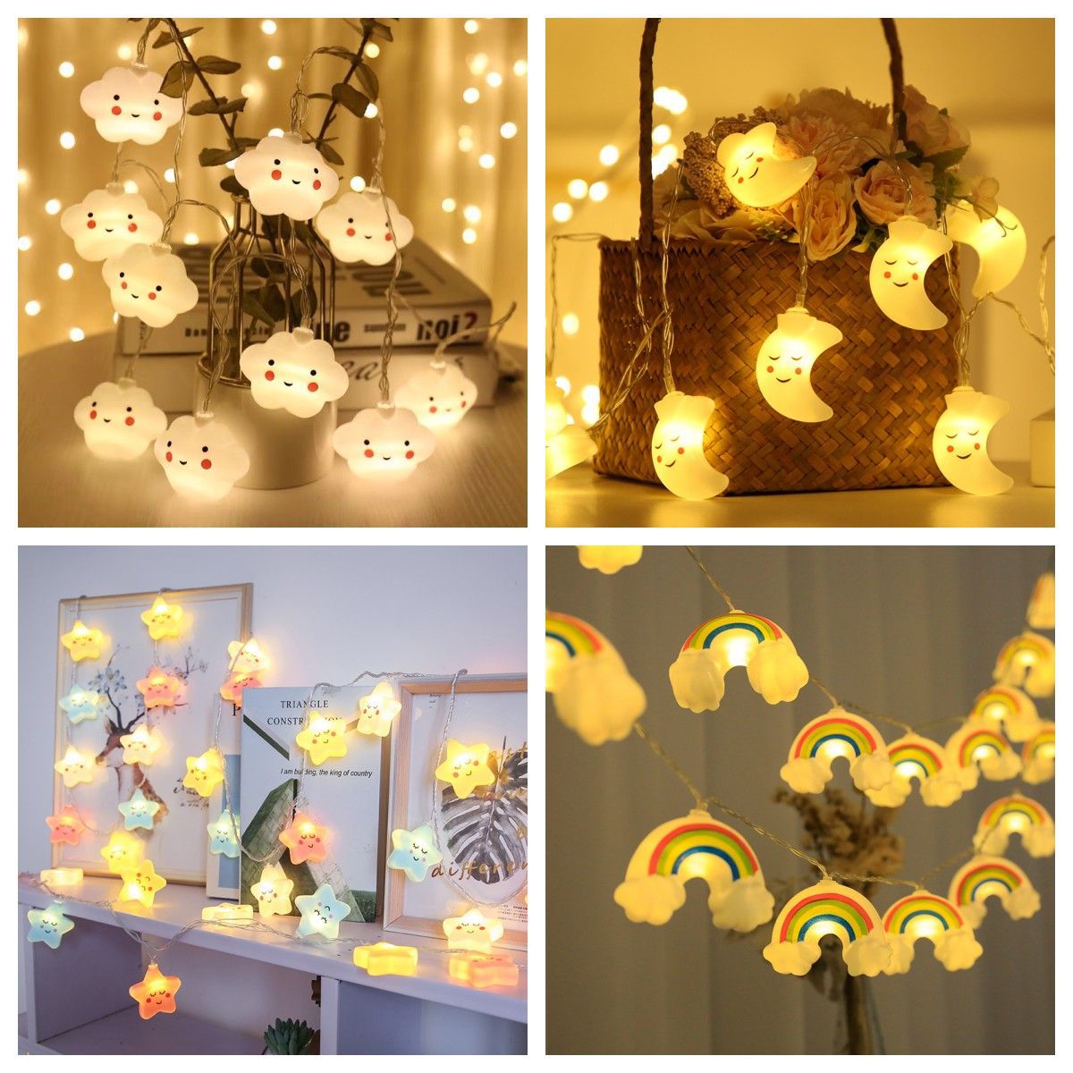 Led XINGX Colored Lights Rainbow Clouds String Room Decorative Lights Holiday Children's Room Layout Lights Lamp for Booth Hanging Lights