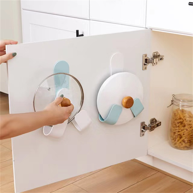 Clock Rotatable Pot Cover Rack Wall-Mounted Kitchen Storage Rack Punch-Free Rack for Putting Pot Cover Chopping Board Chopping Board Rack