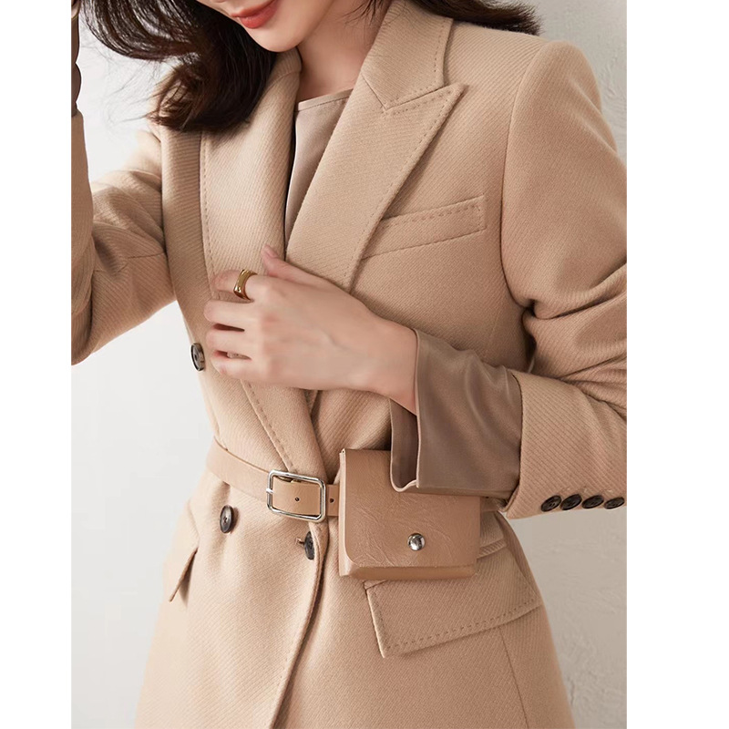 M's Same Cashmere Suit Women's 50 Cashmere 50 High Wool High-End Thickening Double Breasted Suit Jacket