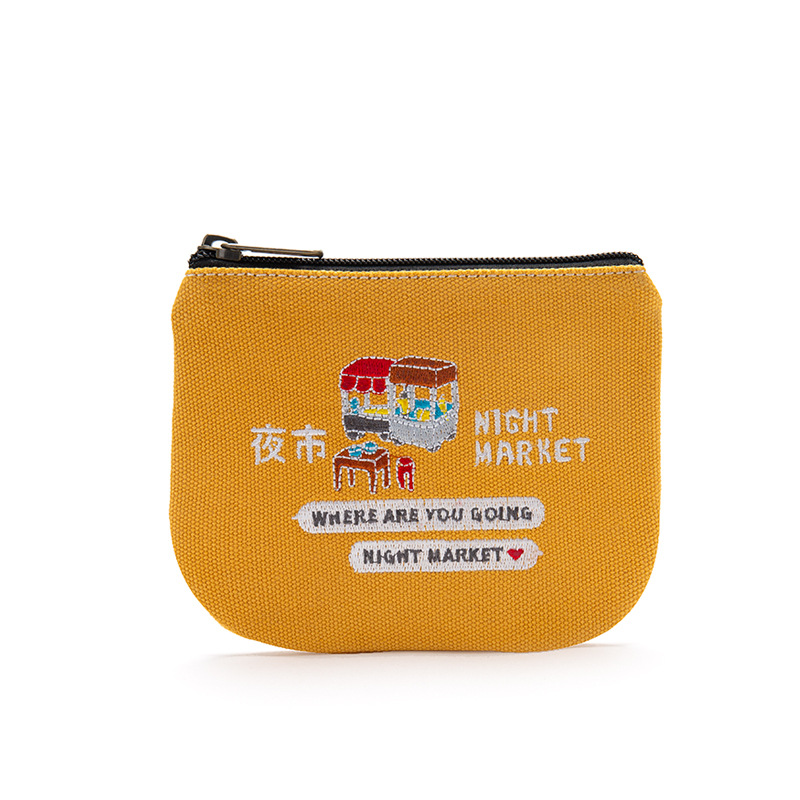 BRENDAN新款品牌高档刺绣帆布零钱包定制 布贴绣花小包女生收纳包