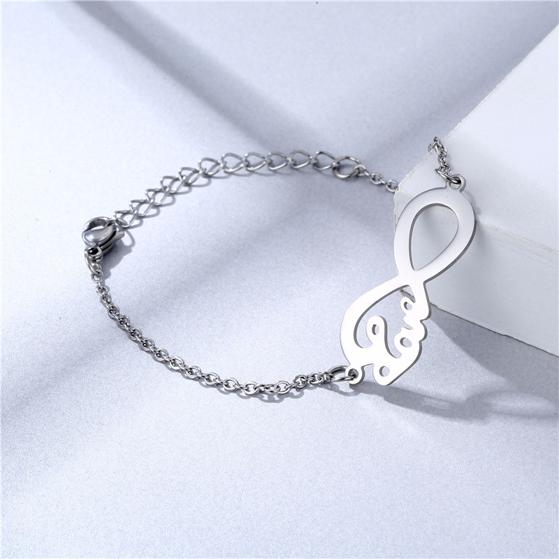 Europe and America Cross Border Ornament Ins Stainless Steel Glossy Lucky 8-Word Infinite Bracelet Personalized Simple Jewelry Bracelet