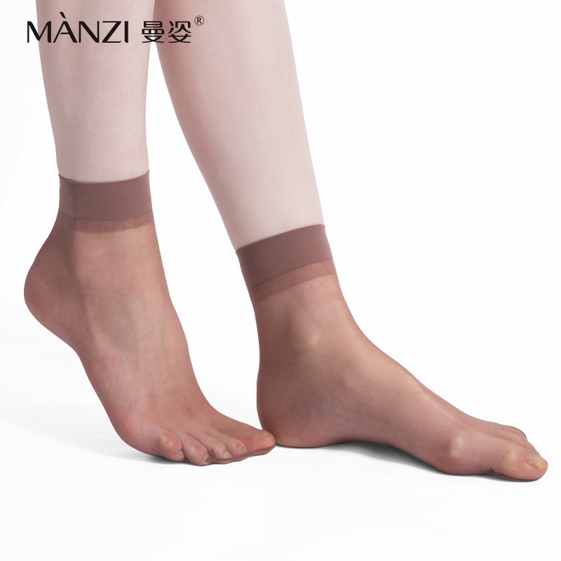 Mancel Hot Sale 5 Pairs Boxed 15d Flat Crystal Silk Thin Transparent Socks Summer Toe Transparent Invisible Short Stockings