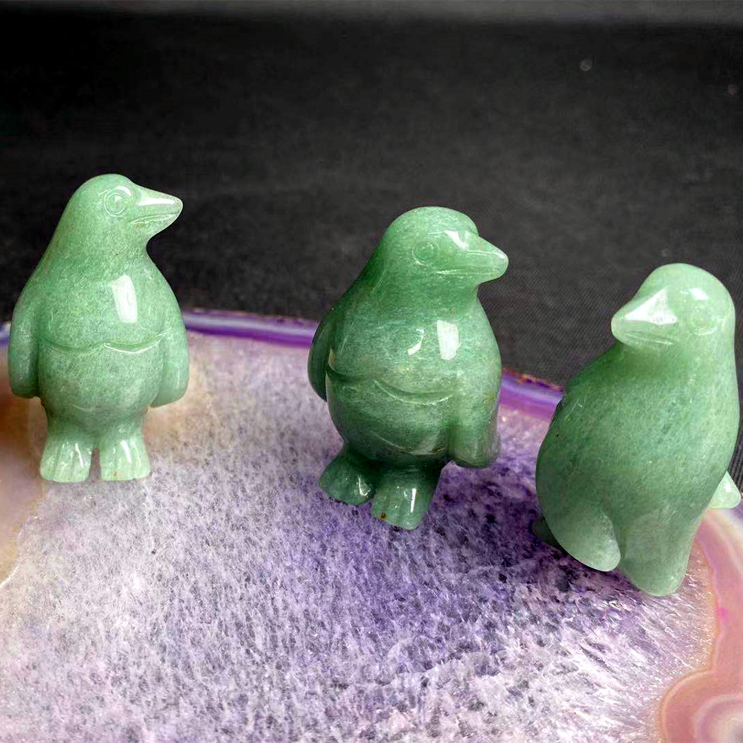 源厂玉石半宝石东陵玉水晶工艺品企鹅动物雕刻件摆件饰品
