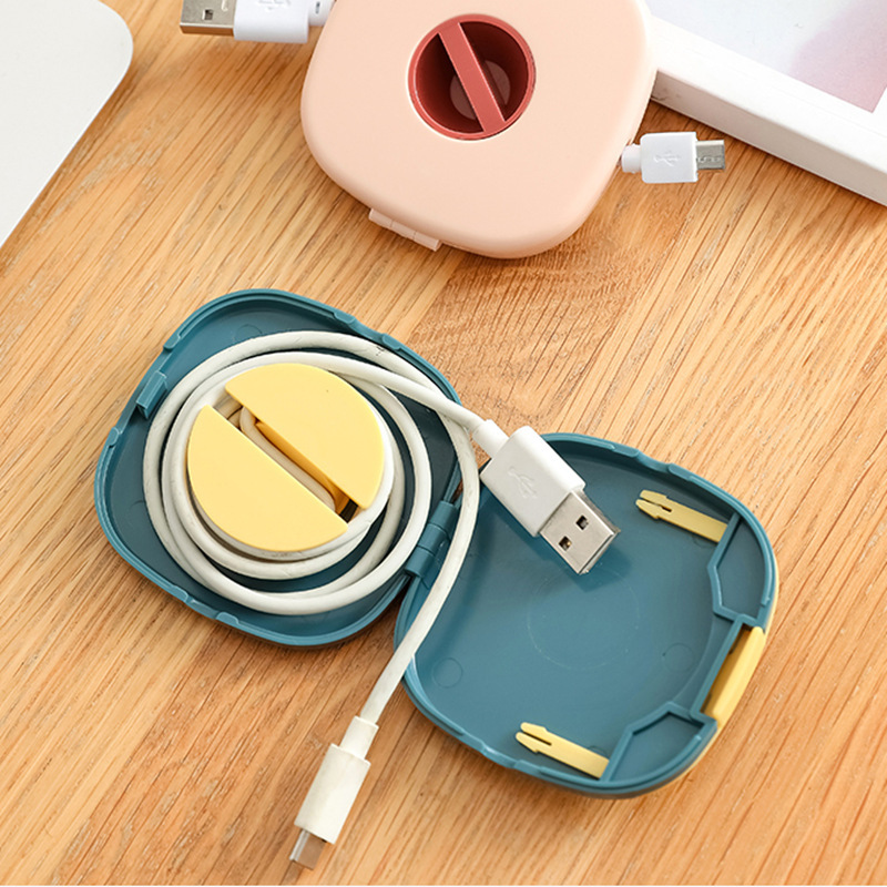 square plastic box data cable storage box mobile phone charging cable cable winder portable portable earphone finishing box