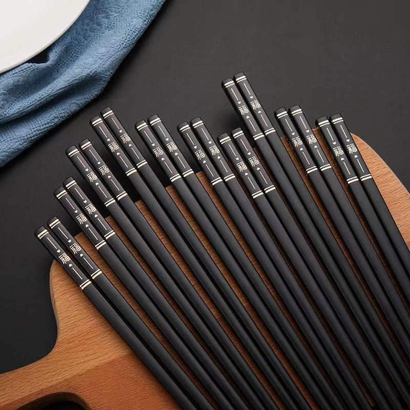 钛合金筷子家用合金不发霉餐具酒店方滑套装耐高温高颜值日系筷