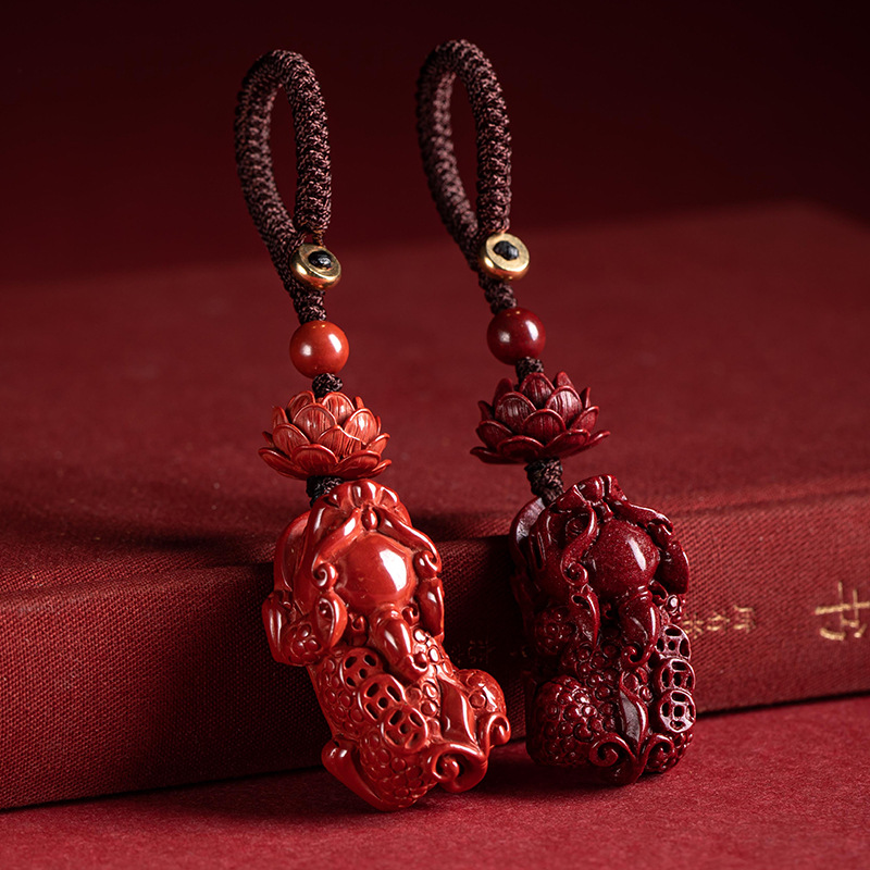 高含量保真朱砂汽车钥匙扣紫金砂貔貅挂件抖音电商一件代发-阿里巴巴