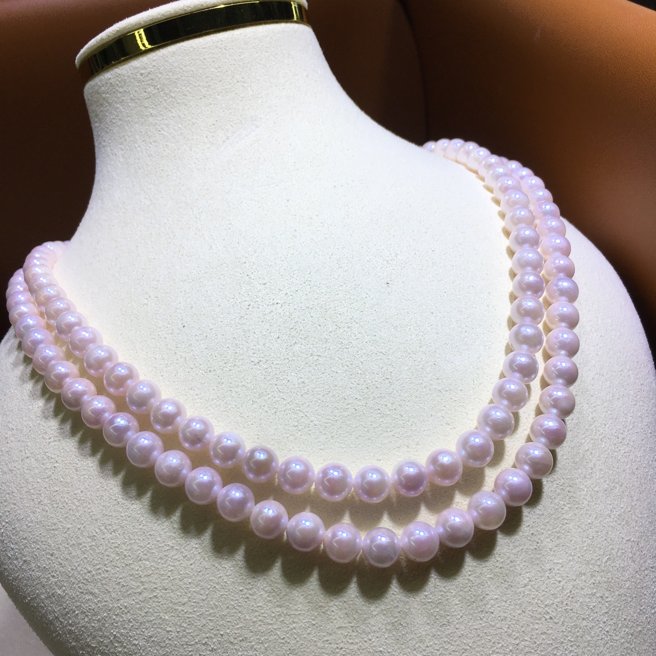 天然海水akoya双排珍珠项链