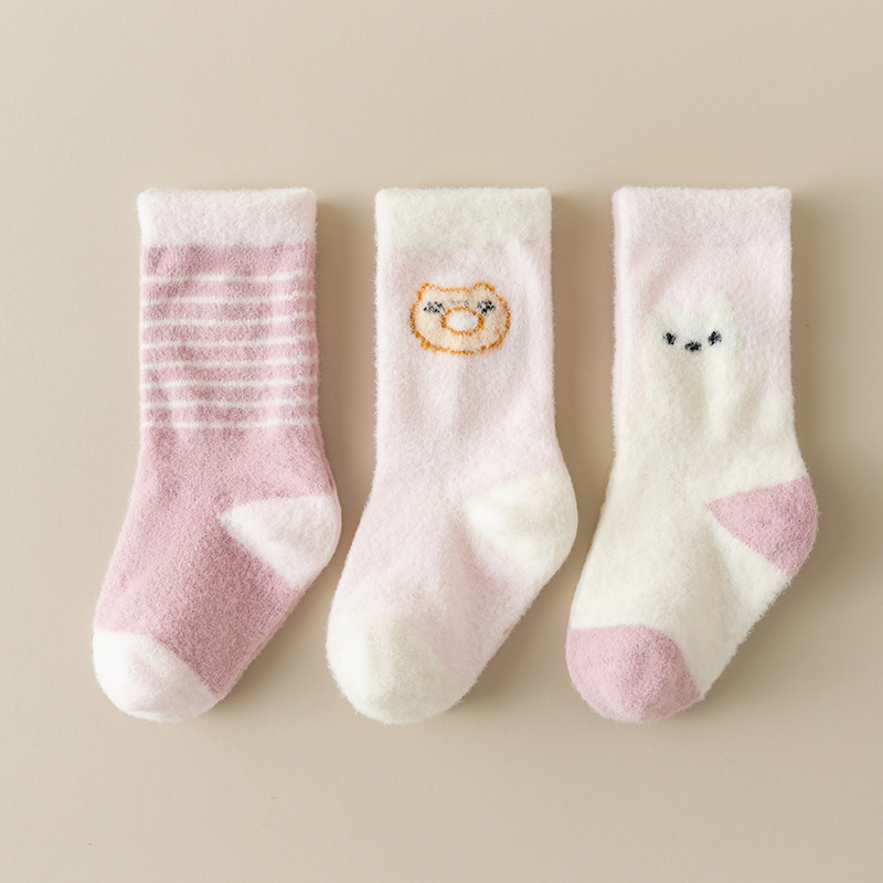 Baby Socks 2023 Winter New Thickened Warm Cartoon Animal Boys Girls Children Mid-Calf Socks Wholesale