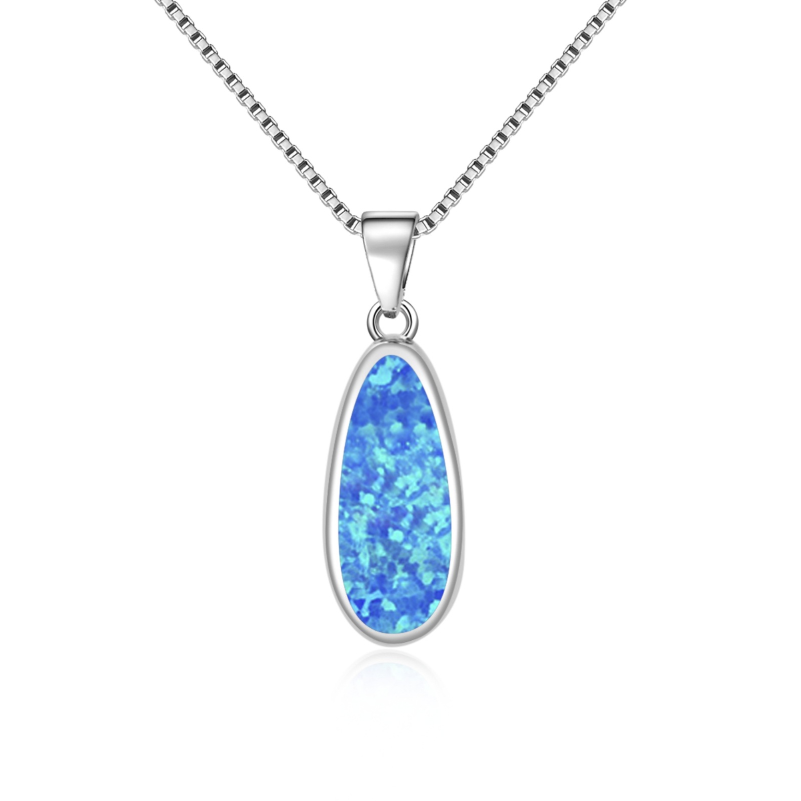 tiktok ins风 爆款澳宝蓝色水滴型项链吊坠饰品批发镶欧泊-阿里巴巴