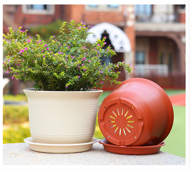 长盛塑业花盆仿陶瓷树脂塑料小花盆圆形中钵绿萝多肉盆落地盆景盆