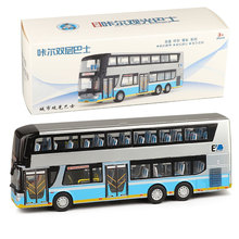 1/42咔尔新能源客车合金双层巴士模型公交玩具滑行声光玩具机场大