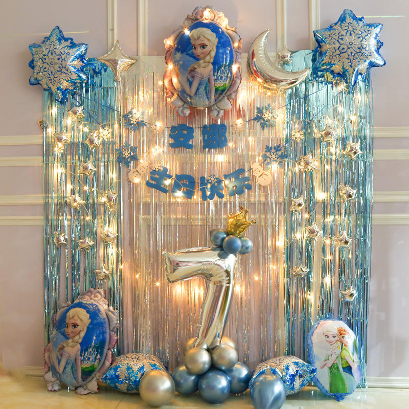 女宝宝两岁生日装饰家庭布置周岁气球小公主派对主题背景公主套餐