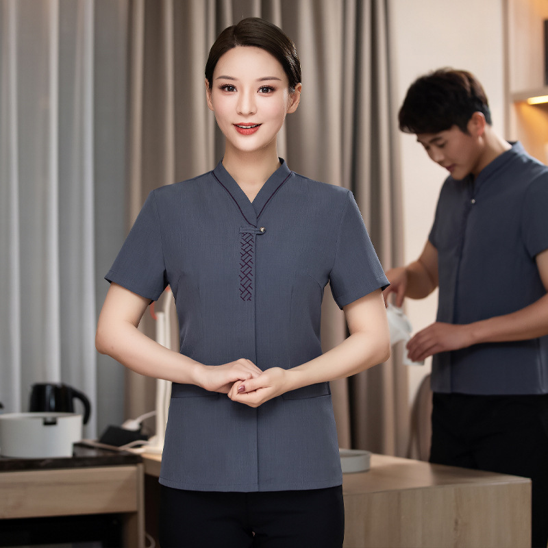 保洁服短袖酒店客房清洁工套装物业商场医院阿姨保洁员工作服女夏