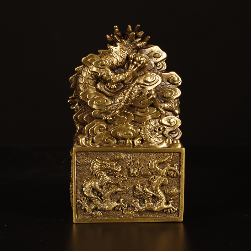 九龙金玺铜九龙印九龙玉玺风水摆件纯铜龙印摆件金龙玉玺印章大号