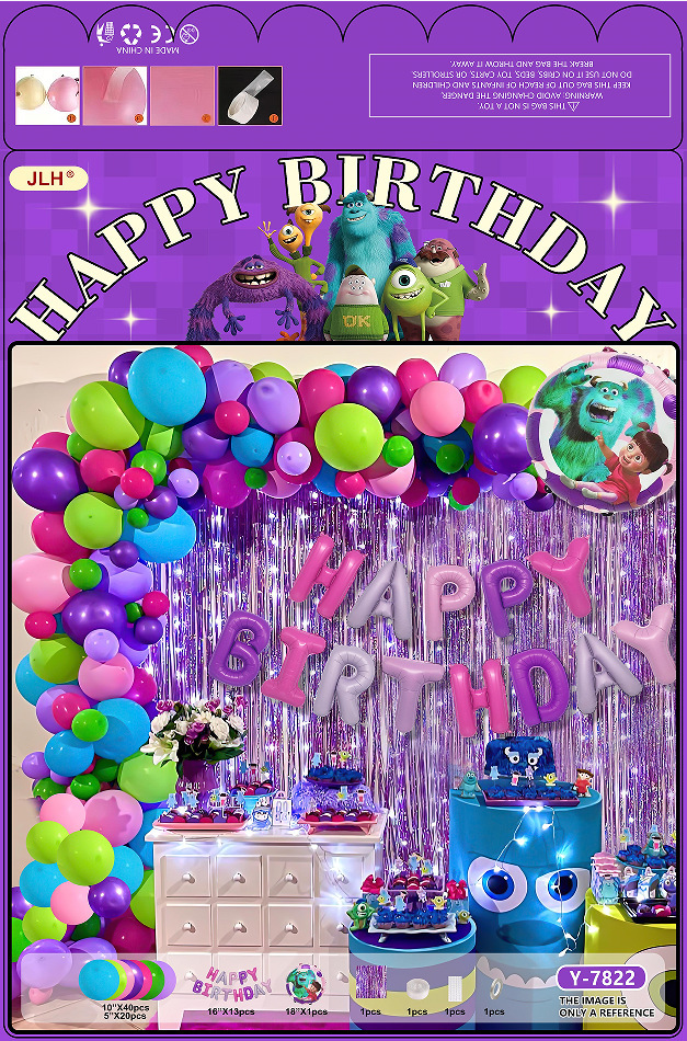 New Birthday Balloon Chain Suit Children's Birthday Cartoon Series Aluminum Balloon Indoor Background Wall Decoration
