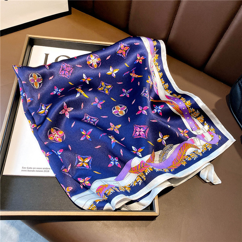 Spring and Autumn New European and American Feather Fashion Silk Kerchief 70 Mulberry Silk Scarf Silk Scarf Small Scarf