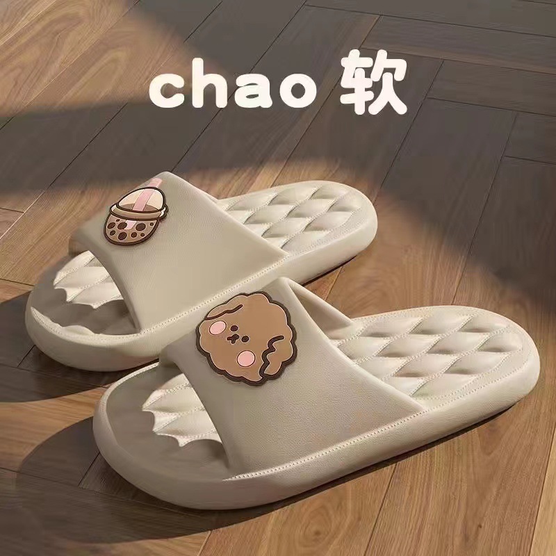 Slip-on Slippers for Women Summer Home Cute Cartoon Couple Home Indoor Non-Slip Bathroom Sandals for Men