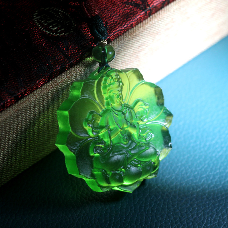 琉璃翡翠观音菩萨吊坠 男   绿色男女款随身专戴项链挂件饰品包邮