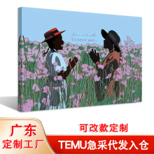 temu热销紫色花海时尚办公室挂画 现代简约喷绘画芯卧室装饰画