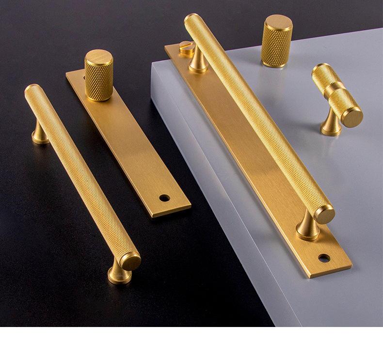 复古铜拉手柜门衣柜橱柜抽屉把手美式黄铜拉丝柜子金色网纹拉手