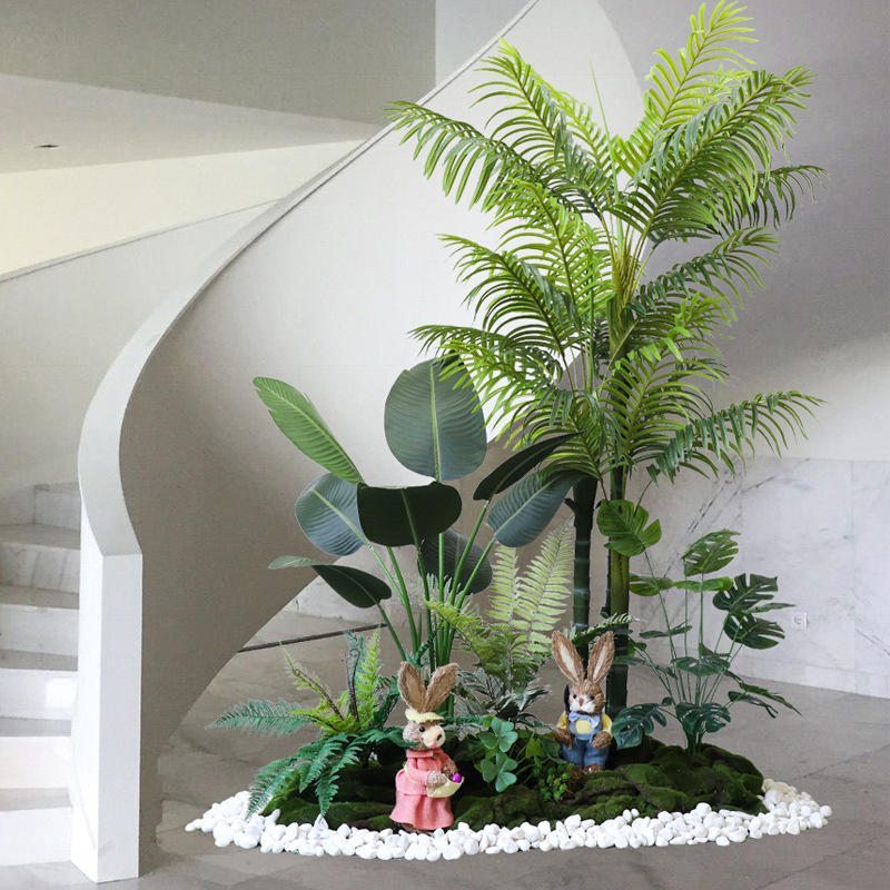 仿真绿植造景室内景观造景橱窗装饰场景布置假植物装饰楼梯下造景