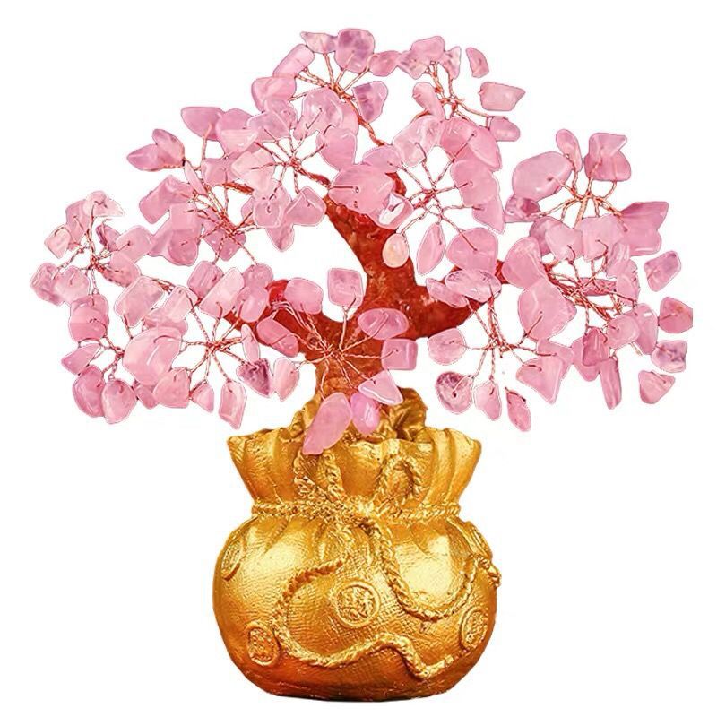 粉水晶桃花树粉晶树旺姻缘水晶树脱单礼物招正缘卧室招桃花运摆件