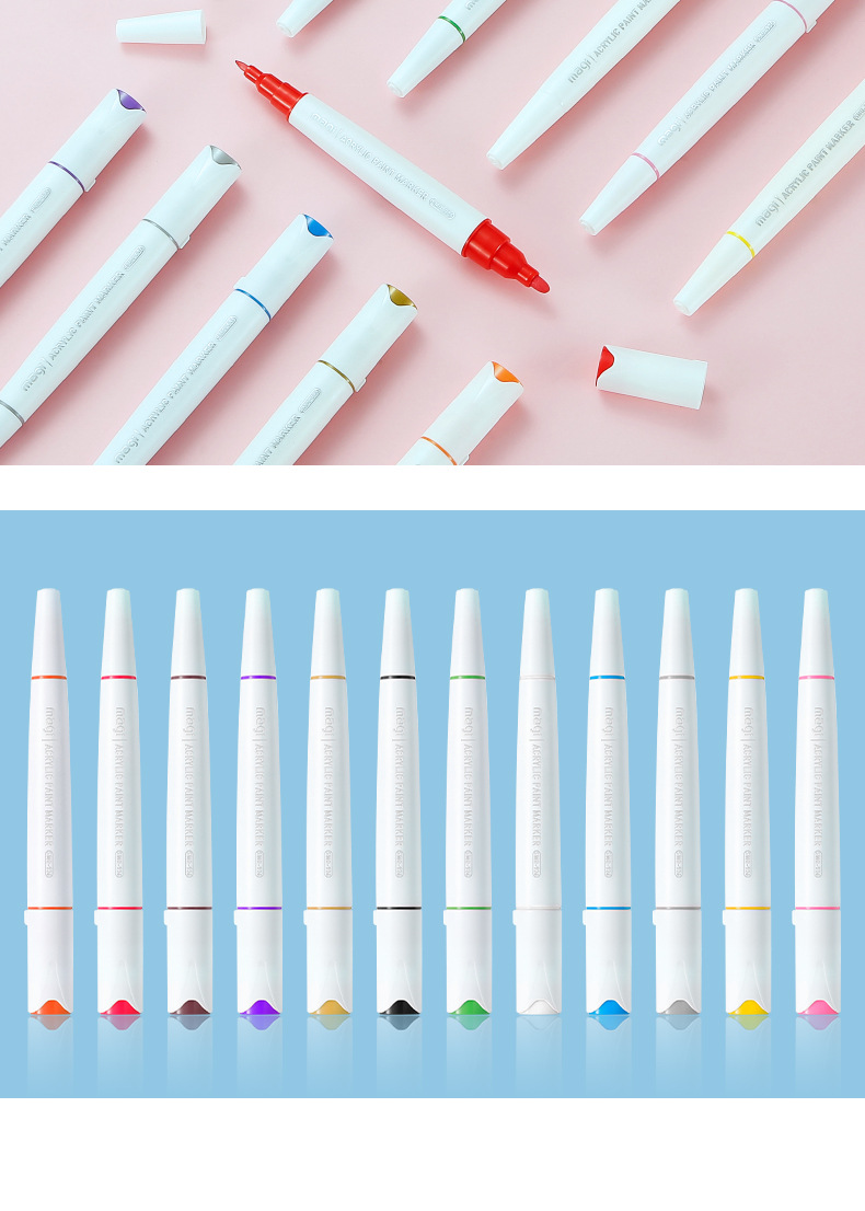 索美奇丙烯马克笔手绘diy陶瓷水性油漆笔12色套装双头丙烯马克笔