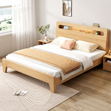实木床双人床1.5米主卧出租房用现代简约储物单人床1.2米床架1米8