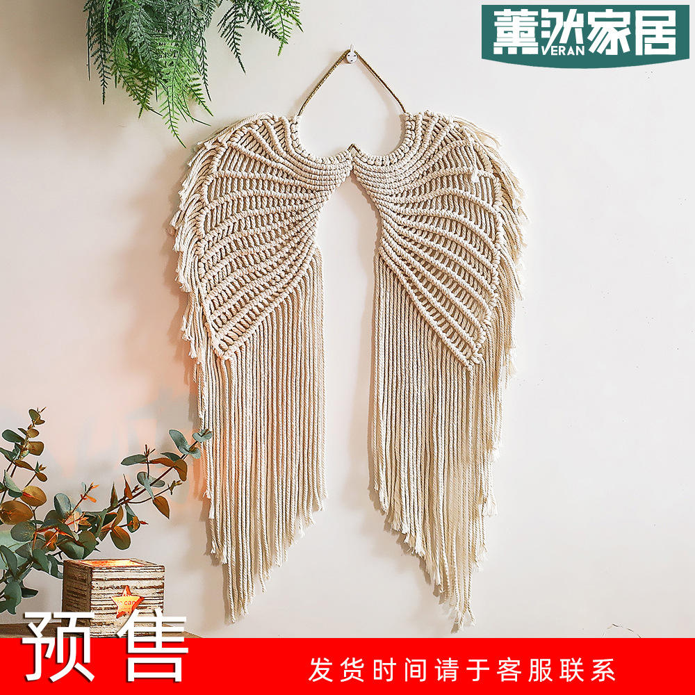 新品天使翅膀编织挂毯纯棉手工织造挂件ins民宿壁挂儿童装饰gt142