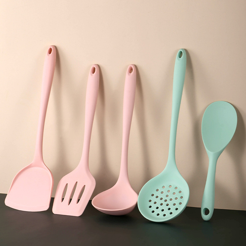 Silicone Kitchenware Soup Ladle Spatula Colander Spoon Non-Stick Pan Kitchenware Food Grade Kitchen Supplies Set Wholesale