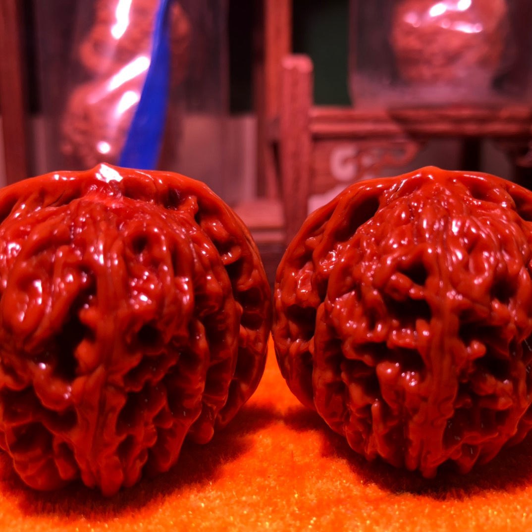 文玩核桃 机刷包浆玉化核桃官帽核桃苹果园狮子头核桃尺寸40~48mm