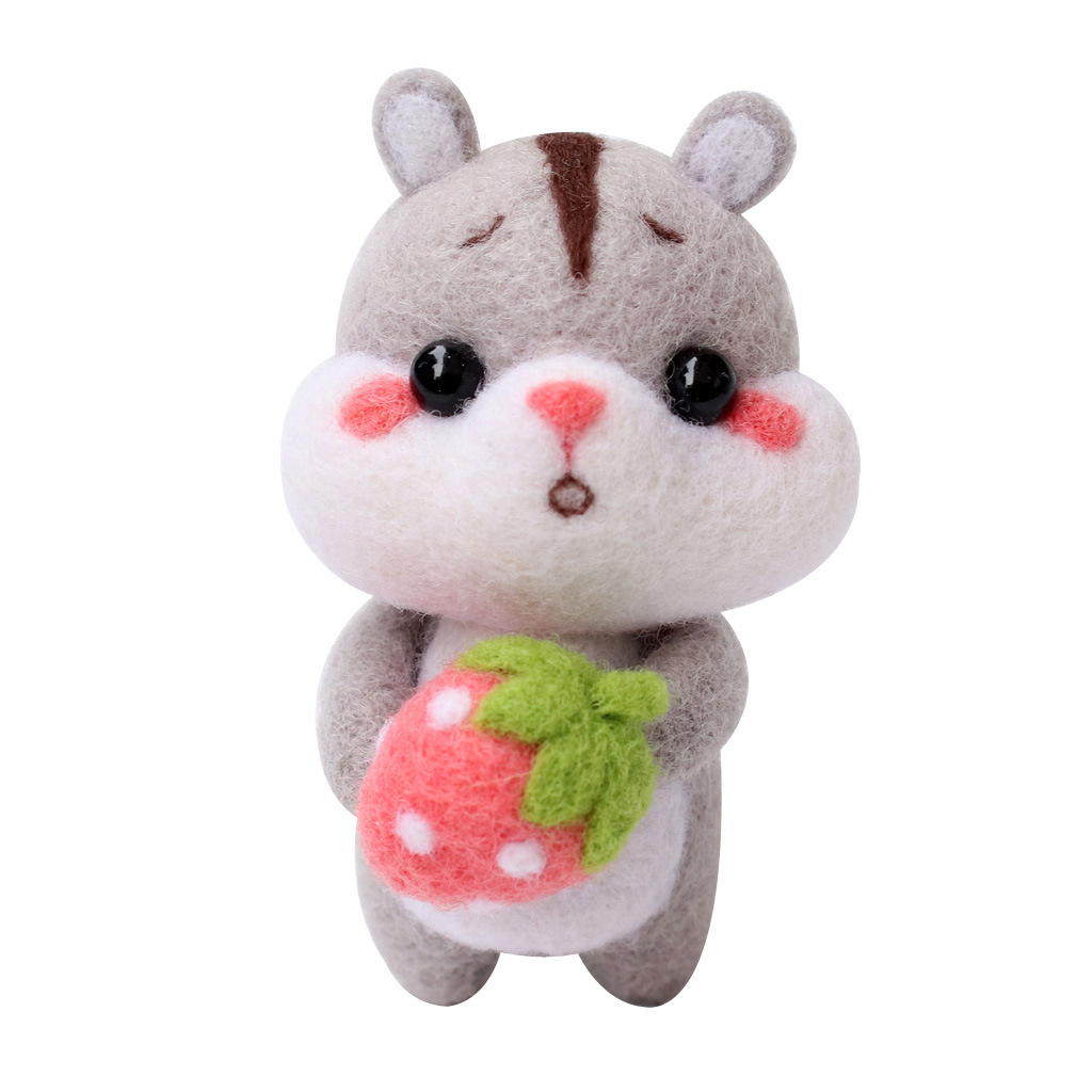 仓鼠站 坐 卡通 羊毛毡戳戳乐 diy制作材料包 装饰挂件