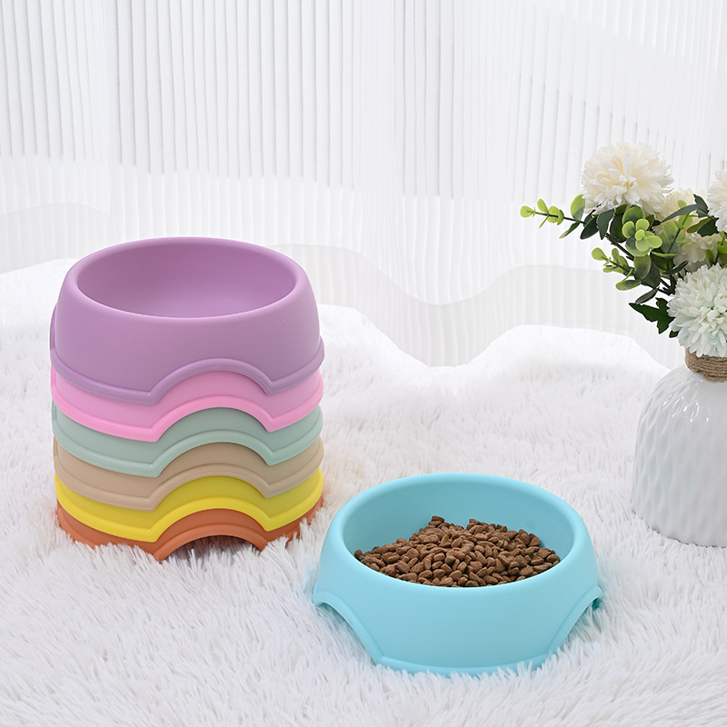 Pet Dog Bowl Cat Bowl Candy Color Single Bowl Plastic Cat Basin Pet Tableware Dog Food Bowl Slow Feeding Bowl Pet Bowl