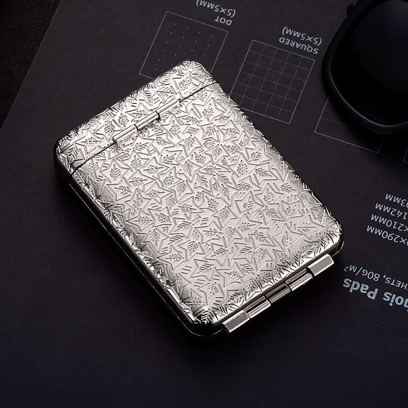 Hy923 Cigarette Case Metal Three-Open Flip Cover Cigarette Boxes Protection 14 PCs Cigarette Case Cigarette Set Factory Wholesale