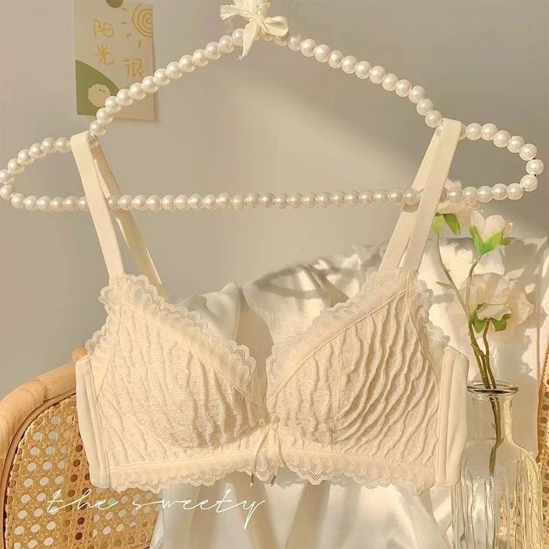 milk layer puff ~ french girl bra wireless underwear women‘s small chest gathered pure desire wind anti-sagging breast holding