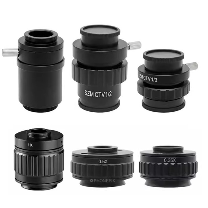 CCD工业相机转接口适配器 体视显微镜 C接口1/2CTV放大视野增倍镜