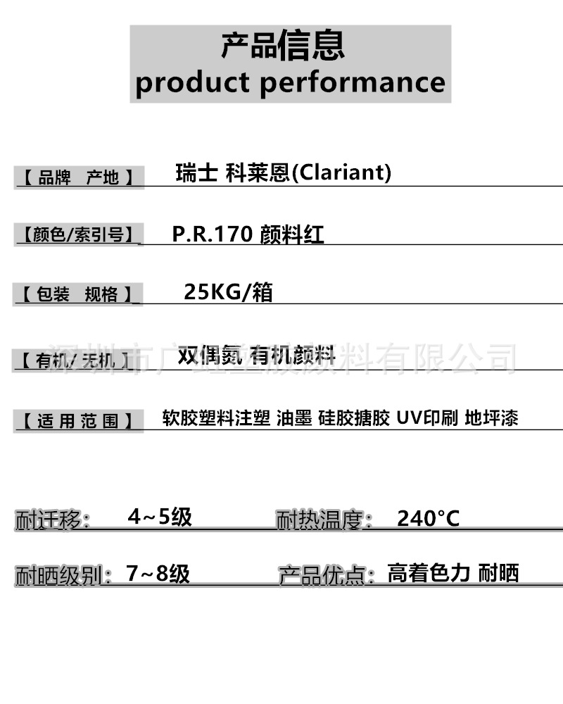 科莱恩f5rk70红产品名称颜料红170是否危险化学品否特色服务免费取样