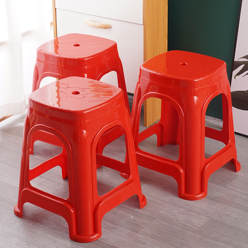 塑料凳子加厚家用可叠放餐桌成人椅子夜市大排挡红色板凳高胶凳