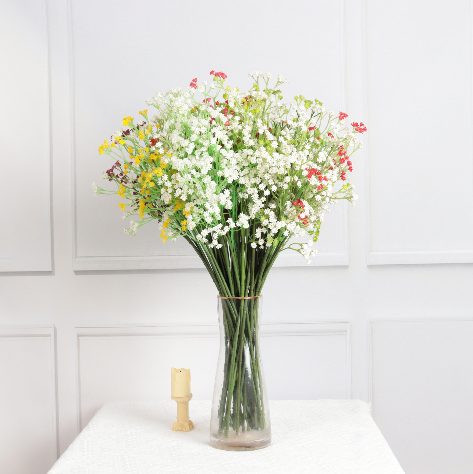 单支花束手感仿真假花 塑料胶满天星婚庆新娘手捧花仿真花