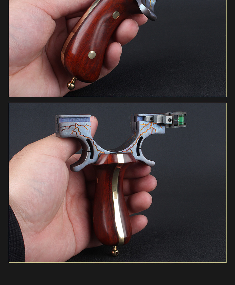 钛合金闪电纹98k大象弹弓双丝25mm免绑快压实木弓户外高精准弹弓