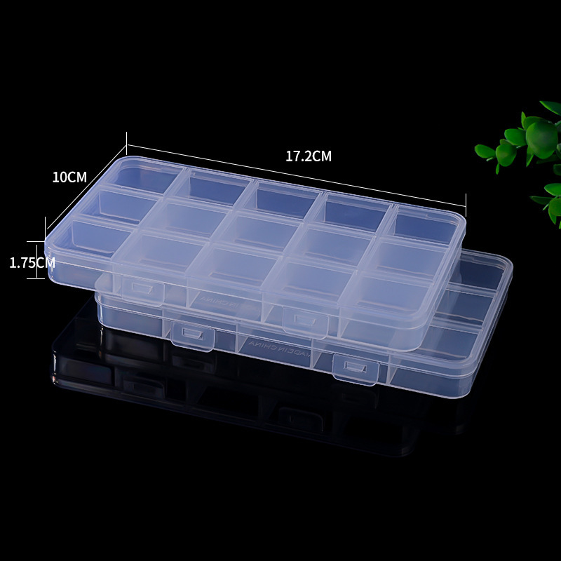 15 Grid Storage Box Transparent Jewelry Tool Box Parts Beaded Box Packing Box Electronic Components Storage Box Wholesale