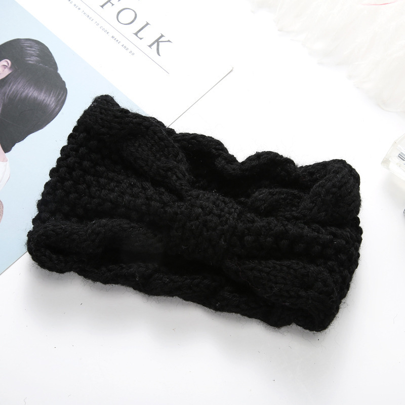 Woolen Hair Band Female Hair Tie Headwear Internet Celebrity Simple Solid Color Headband Daily Outer Wear Knitted Headscarf Face Wash Hair Band
