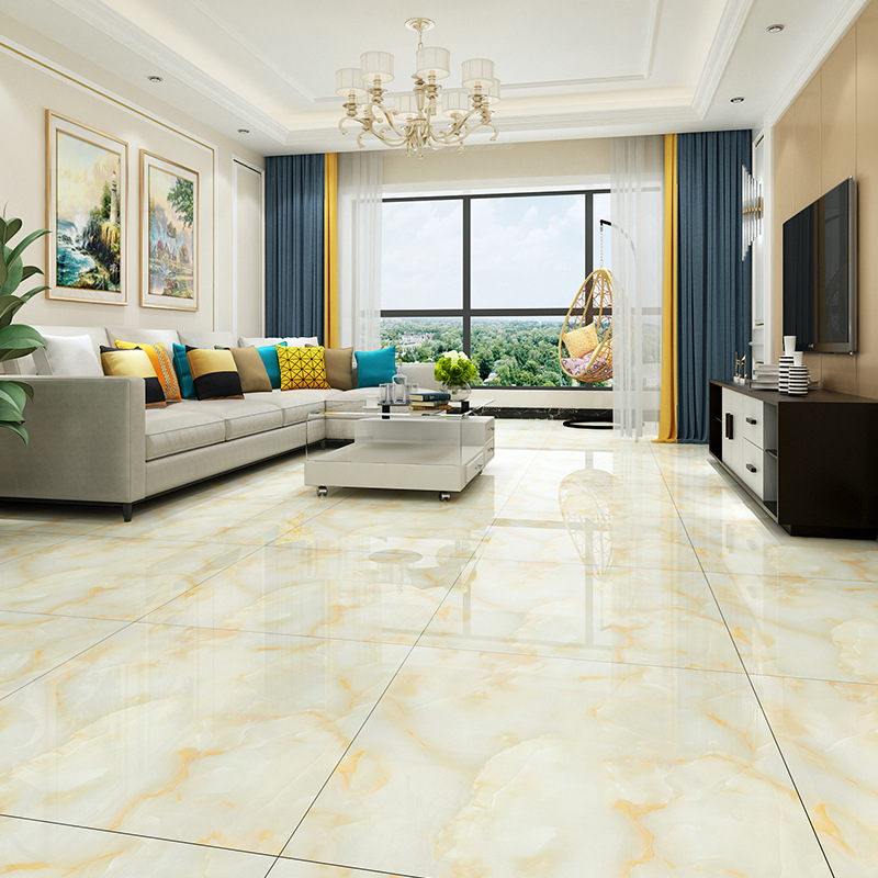 佛山黄色通体大理石瓷砖地砖800x800 客厅卧室现代中式防滑地板砖
