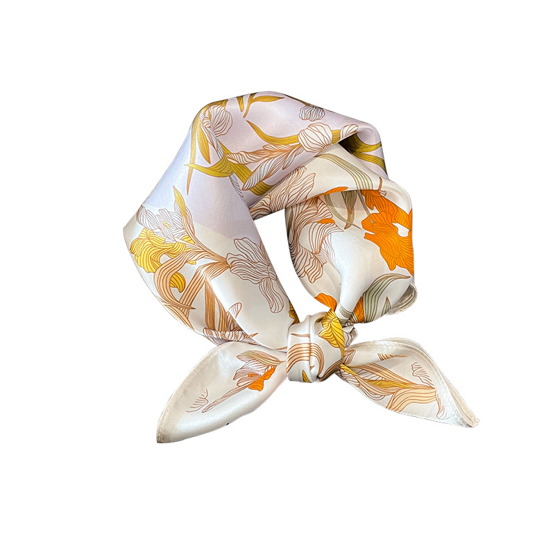 Spring and Autumn 53cm Silk Flower Small Square Towel Mulberry Silk Decoration Small Scarf Professional Square Scarves Silk Scarf for Women