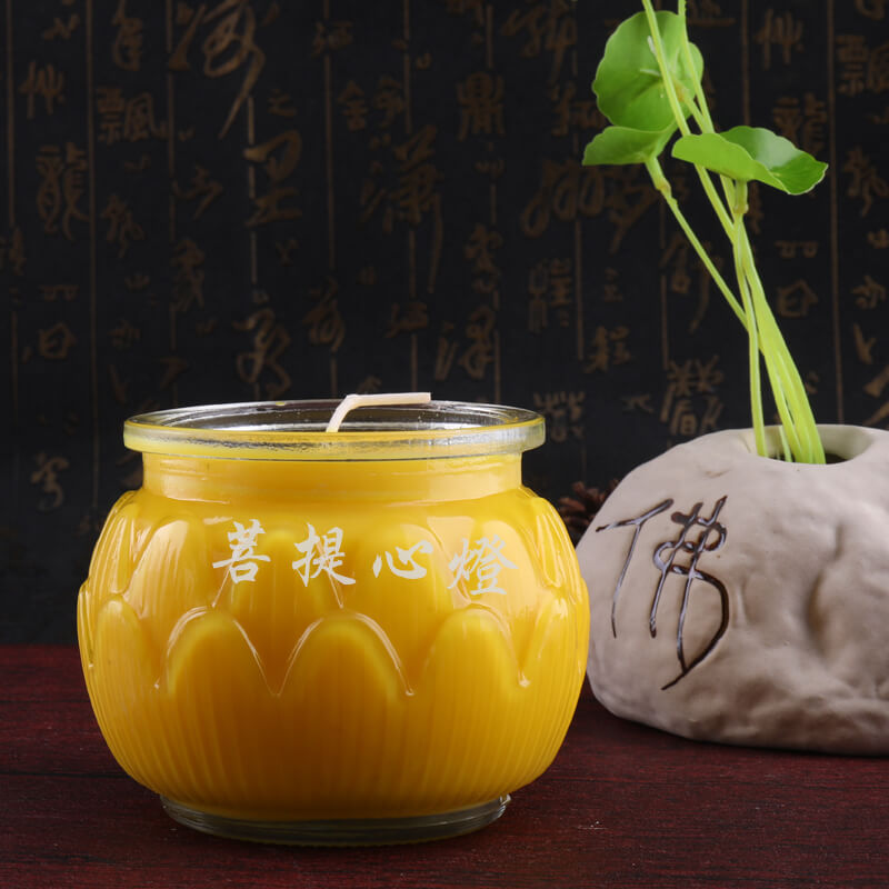 3天莲花灯纯酥油灯蜡烛圆玻璃平口72小时无烟供佛堂宗教佛教用品