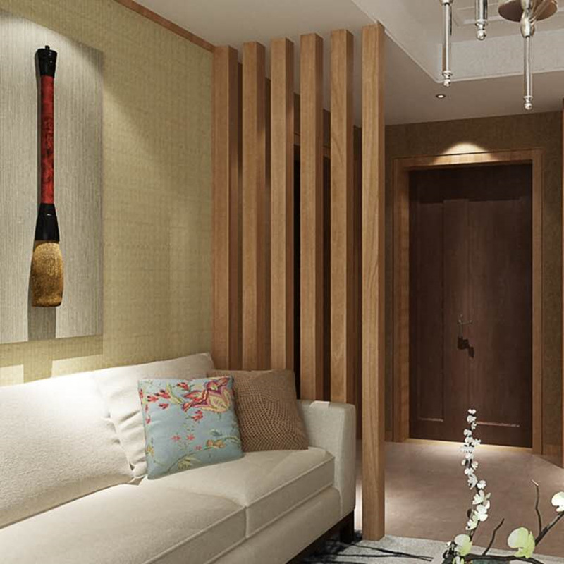 中式木条隔断客厅屏风实木竖条立柱装饰家用玄关北欧木格栅免打孔