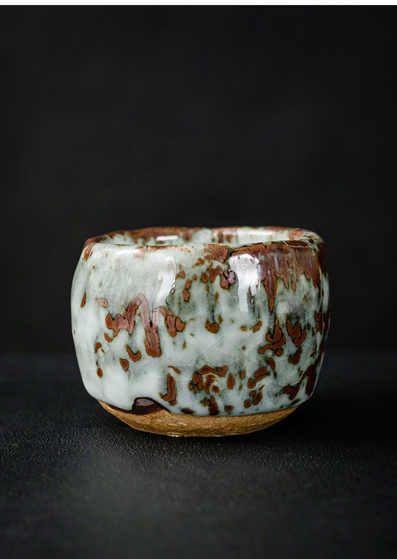 李斌台湾手工志野烧主人杯日式单杯开片志野茶杯品茗陶瓷功夫茶盏