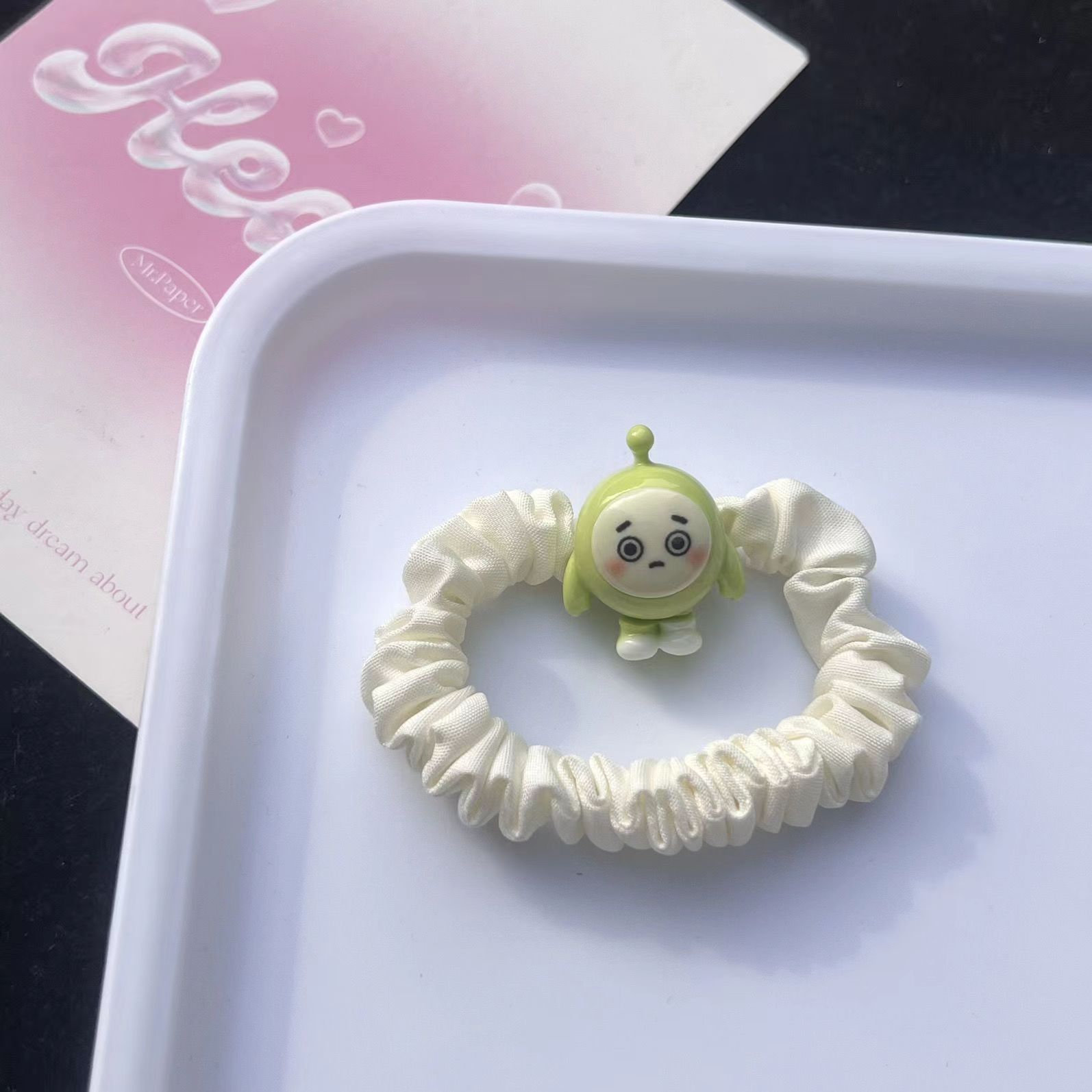 Cute Egg Puff Party Facial Expression Bag Hair Ring Soft and Adorable Hair Band for Girls Cartoon Anime Small Intestine Ring Sweet Head Rope Hair Accessories